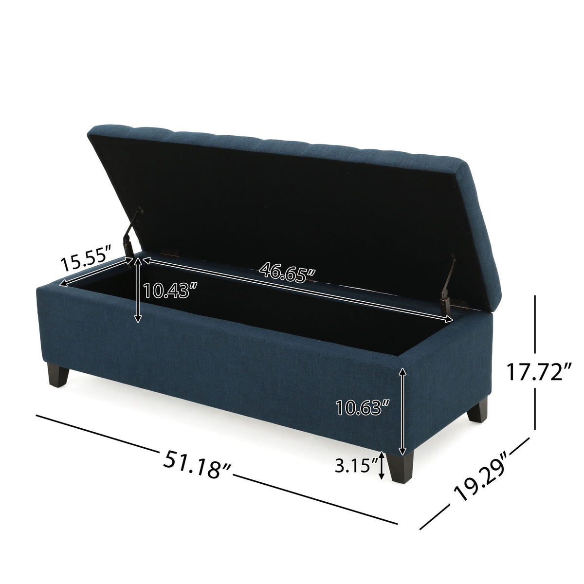 Upholstered Storage Ottoman Bench, Foot Rest For Bedroom