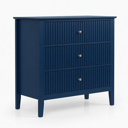 Fluted 3 Drawer Nightstand With Soft Close Slides