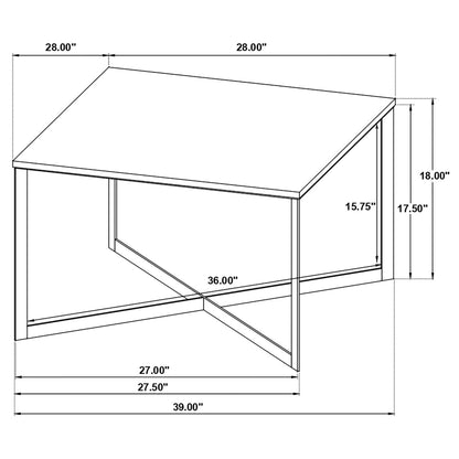 Volz - Square Coffee Table With Crisscross Base - White Marble
