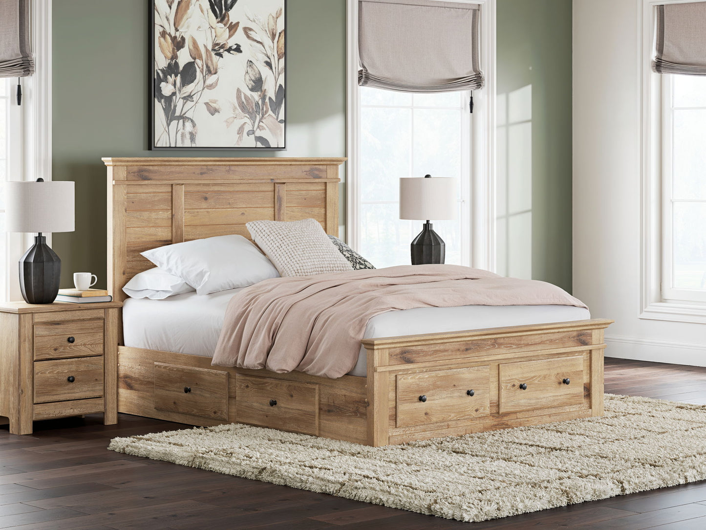 Makidern - Panel Storage Bed With Under Bed Storage Unit And Storage Footboard