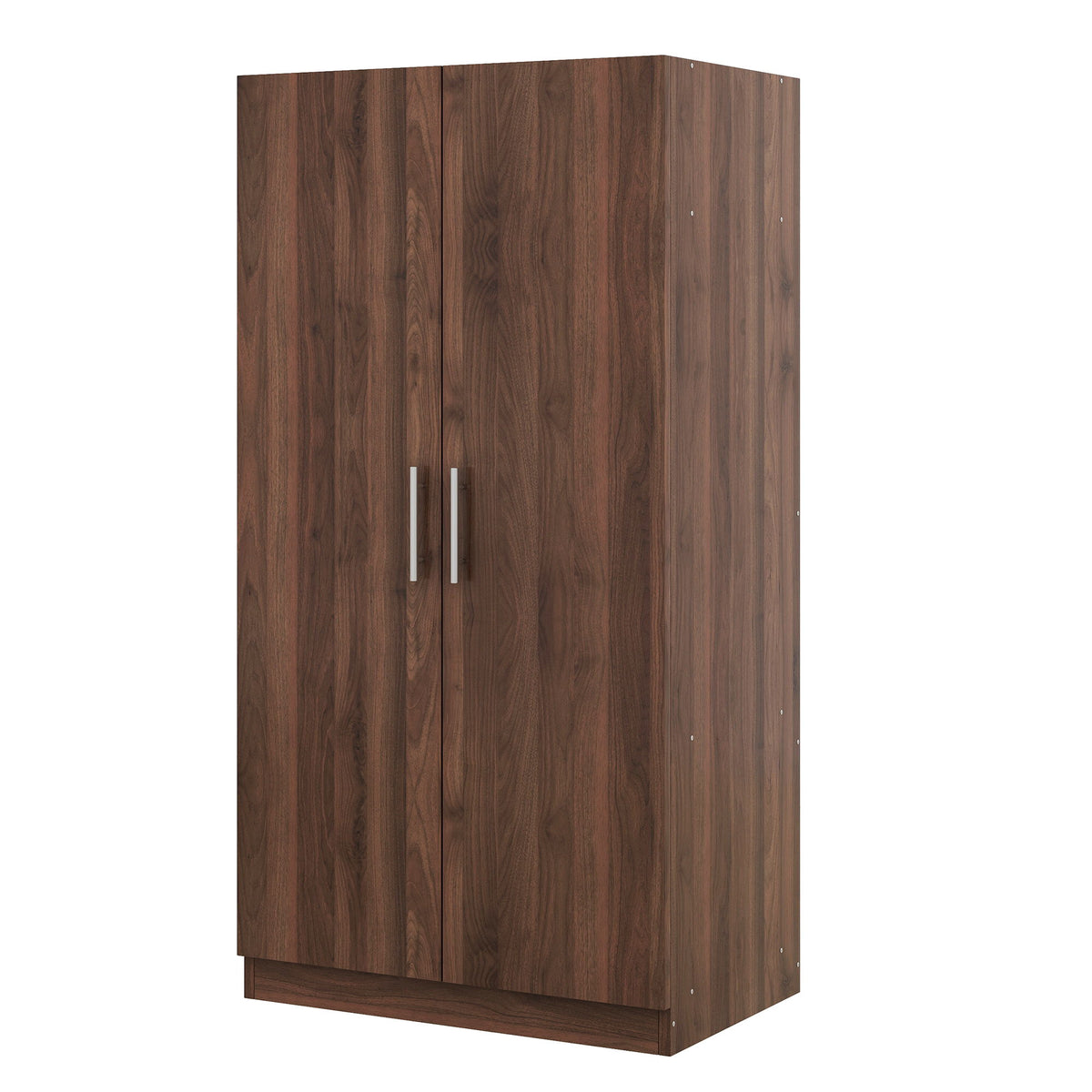 2 Door Wooden Wardrobe Armoire With 3 Storage Shelves - Brown