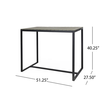 Ernesto - Outdoor Industrial Acacia Wood Bar Table With Metal Frame - Gray / Black