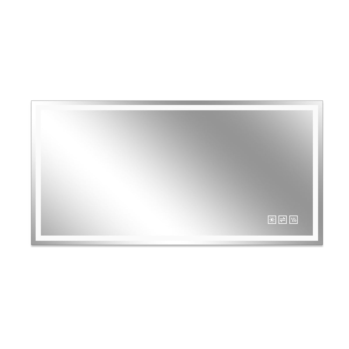 48" X 24" LED Bathroom Vanity Mirror With Straight Edge Design, Frosted Glass, Anti Fog, Dimmable 3 Color Lighting - Silver
