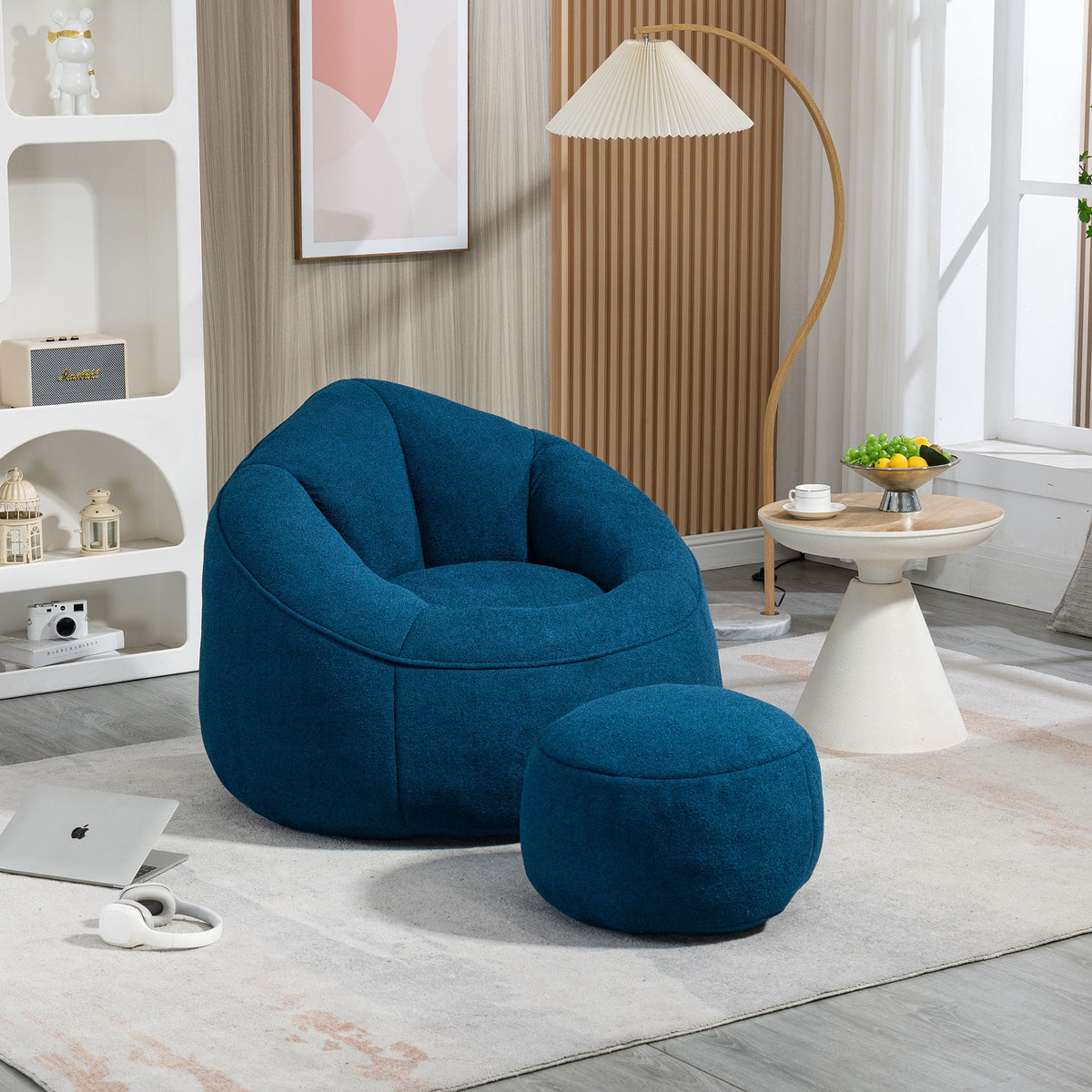 Bedding Bean Bag Sofa Chair High Pressure Foam With Footrest