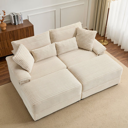 Double Chaise Lounge Set With Reversible Storage Ottomans, USB Port