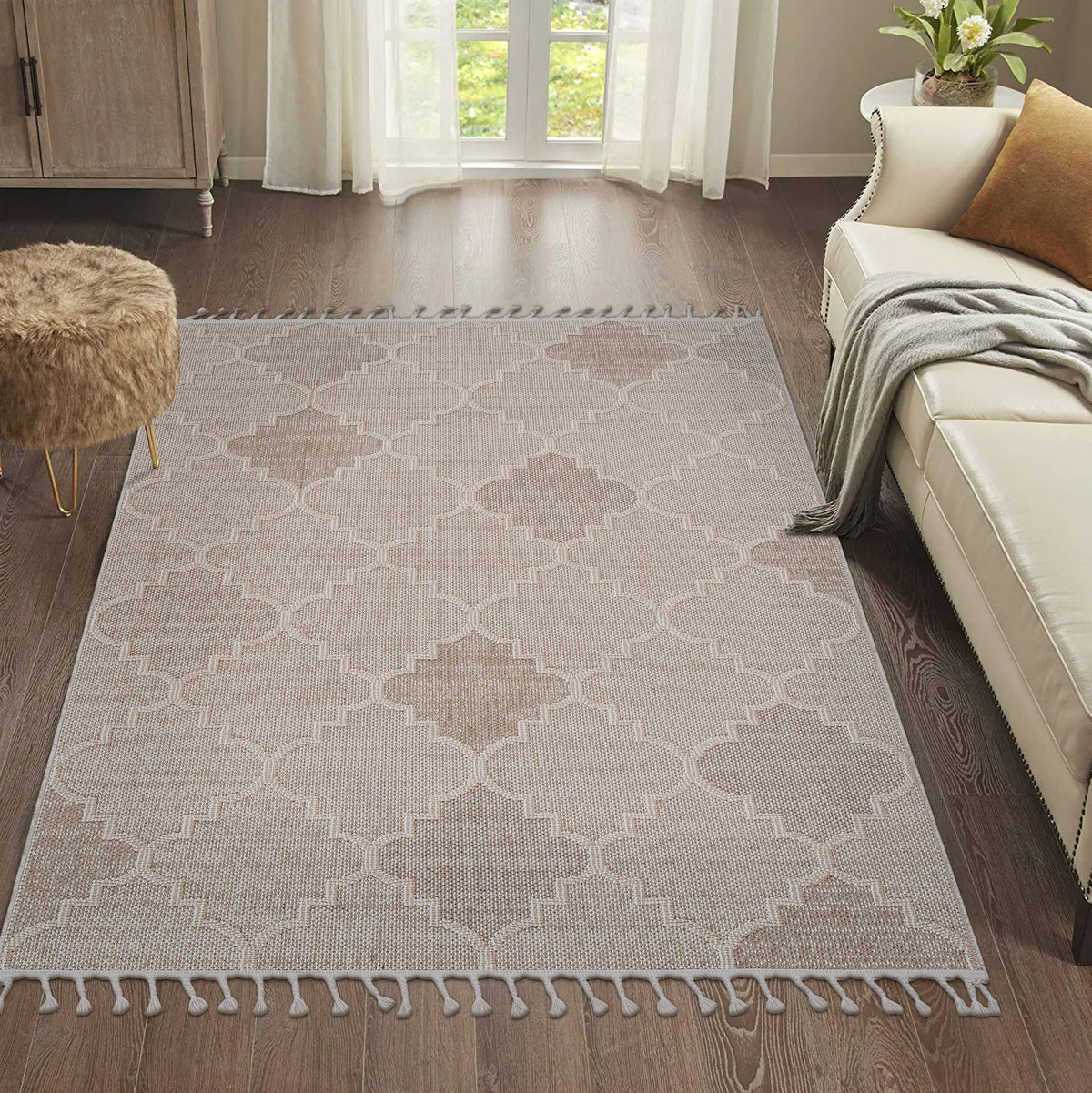 Guros - 8' X 10' Trellis Indoor / Outdoor Area Rug - Cream