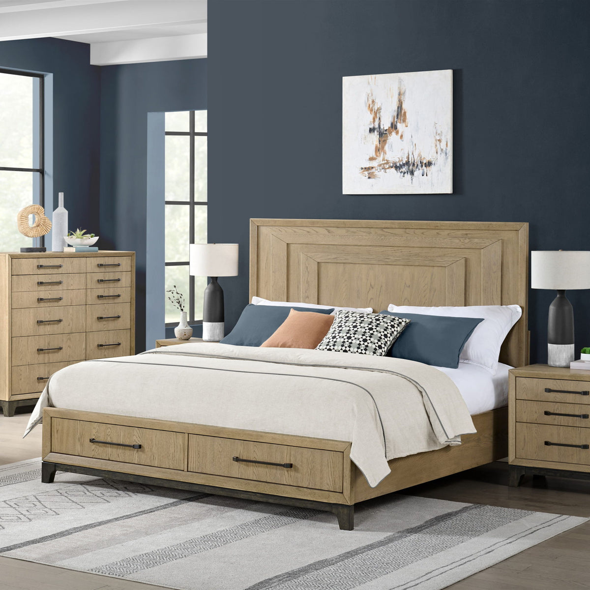 King Panel Bed - Brown