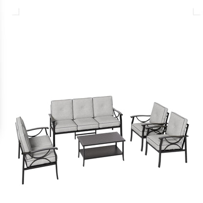 Patio Furniture Set & Coffee Table And Cushions For Backyard