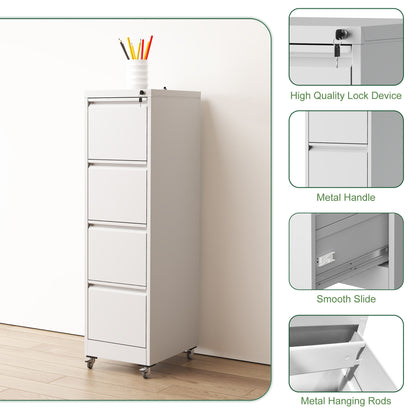 Drawer Metal Locking Vertical File Cabinet With Wheels Heavy Duty Lockable Storage