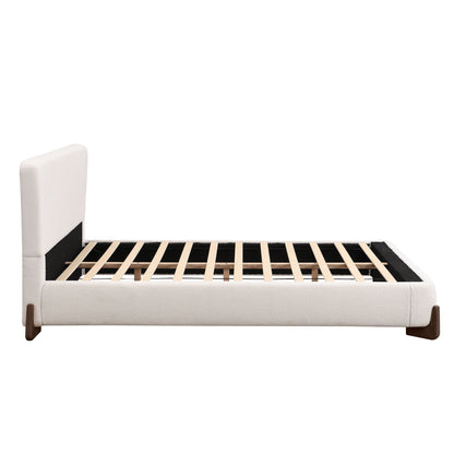 Queen Size Elegant Terry Upholstered Bed - White