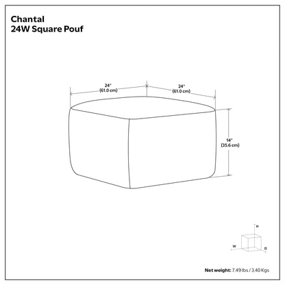 Chantal - Square Pouf - Ivory