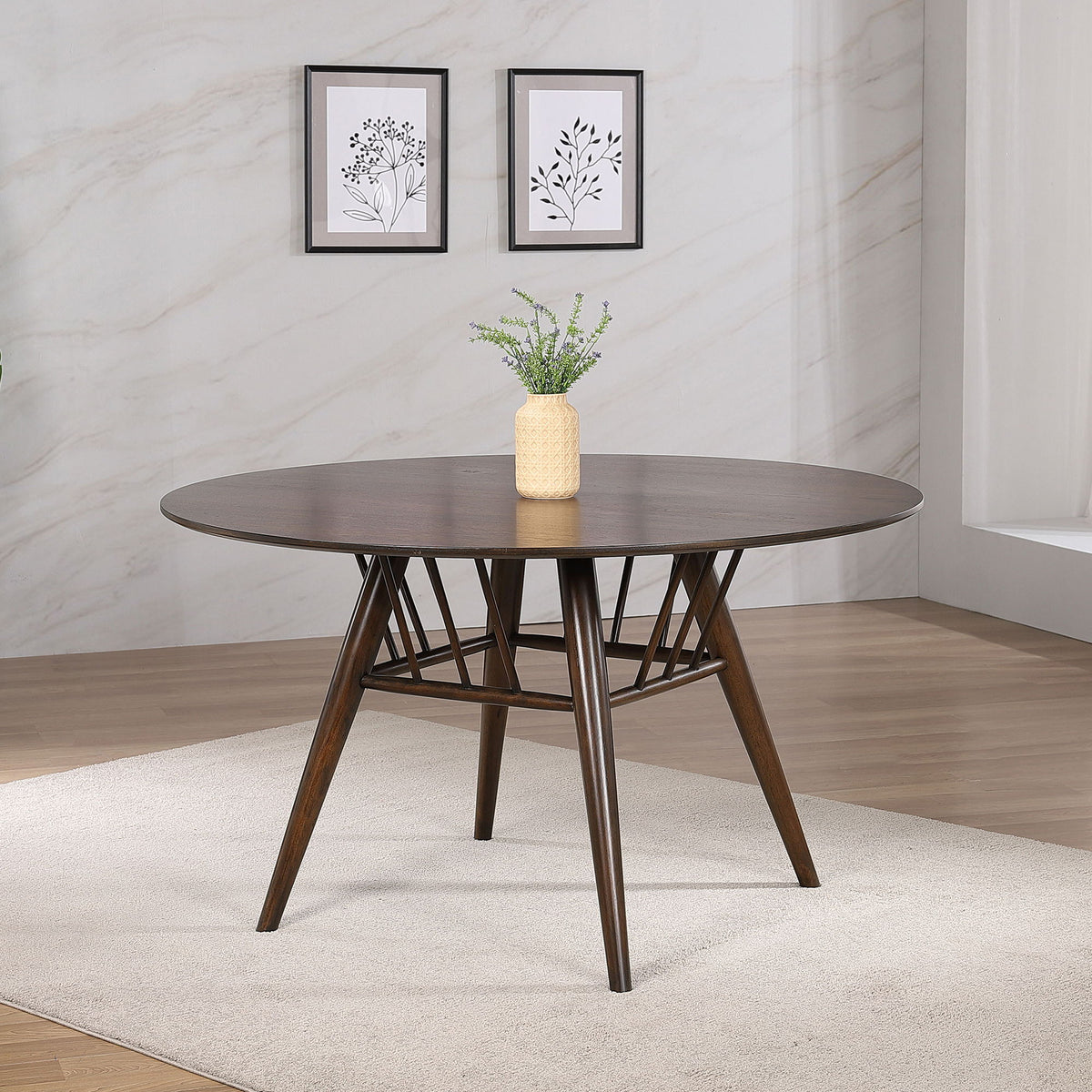 Shirley - Round Dining Table - Dark Walnut