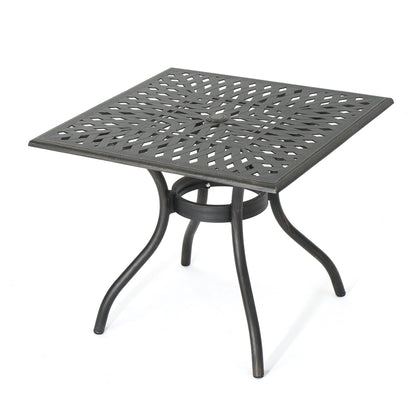 Enchantia - Outdoor Square Dining Table With Weave Tabletop And Flared Legs - Copper