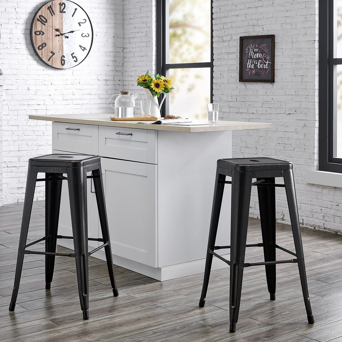 Backless Bar Stools (Set of 2) - Black