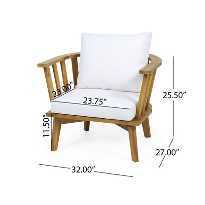 Patio Furniture Set, Outdoor Acacia Wood Patio Club Chair With Table