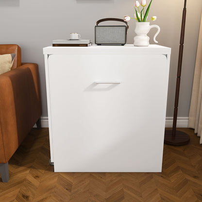 Folding Desk With Mirror And Storage Stool For Bedroom Or Apartment - White