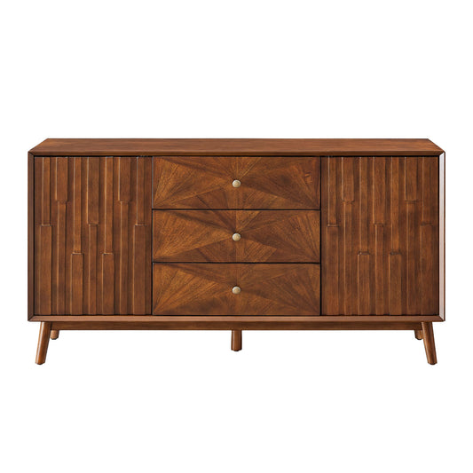 Sideboard Buffet Cabinet With 3 Drawers And 2 Storage Cabinets - Walnut