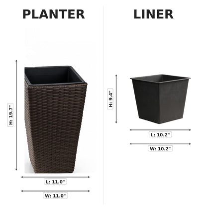 Solhome - Indoor / Outdoor Decorative Planter With Removable Insert (Set of 2) - Brown Ebony