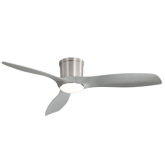 Flush Mount Ceiling Fan With Dimmable LED Light, 3 Blades, Reversible DC Motor Blades For Living Room