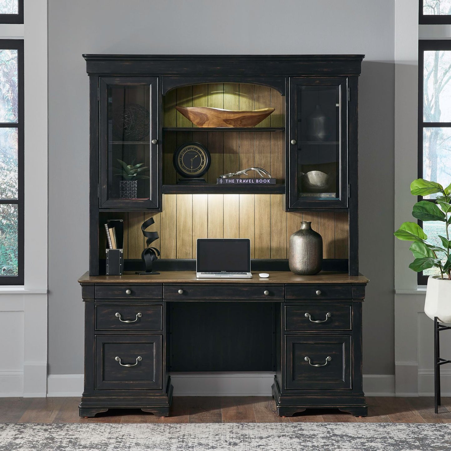 Meritage - Credenza & Hutch - Black