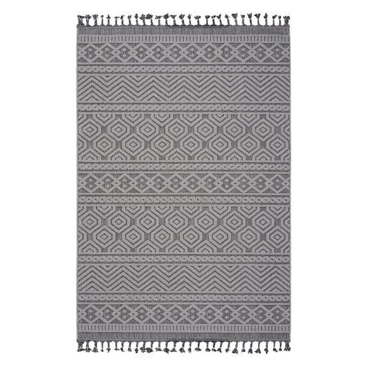 Guros - 8' X 10' Geometric Indoor / Outdoor Area Rug - Gray / White