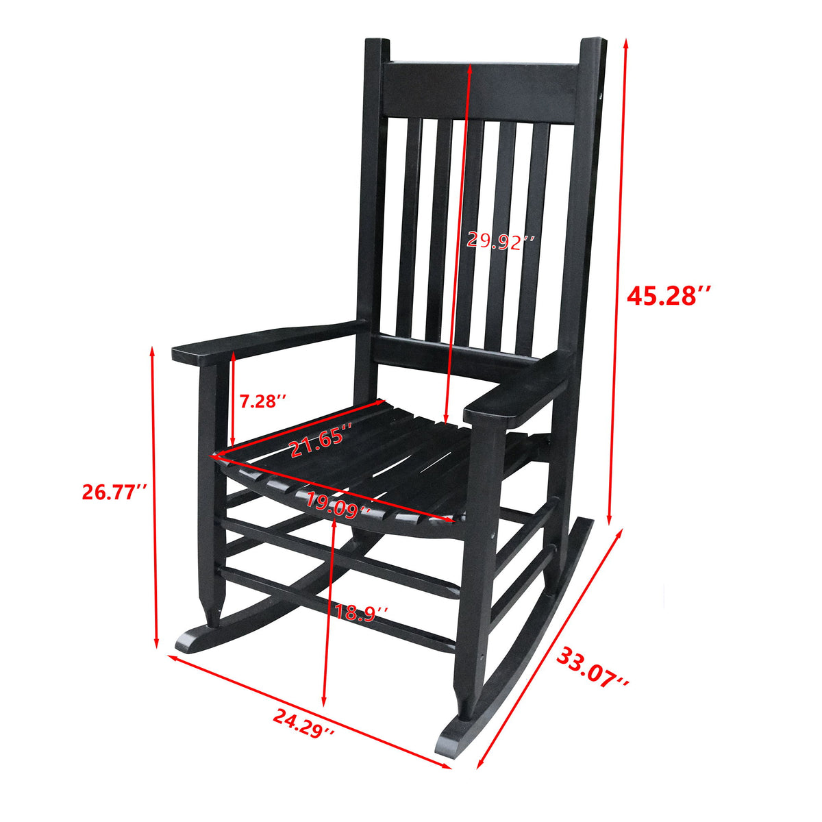 Classic Wooden Porch Rocker Chair Populus Wood Comfortable Design