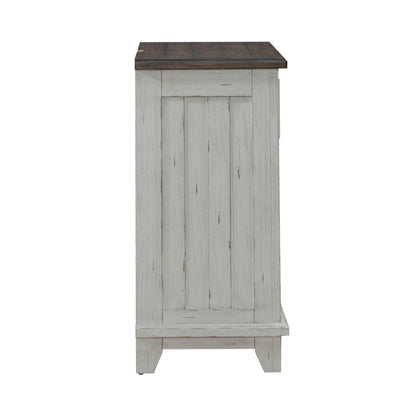 River Place - Bedside Chest With Charging Station - Riverstone White & Tobacco