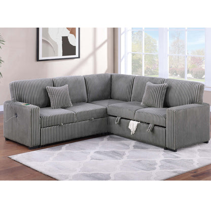 Convertible Sectional Upholstered Sleeper Sofa With Storage Chaise