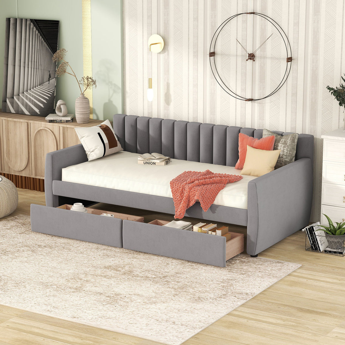 Upholstered Daybed With Slat Support