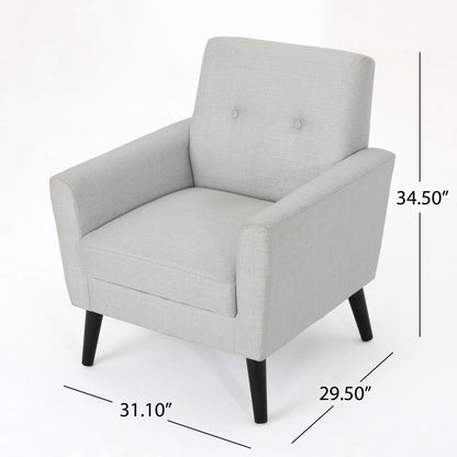 Radiantize - Upholstered Fabric Club Chair With Square-Off Back And Button Tufted - Light Gray