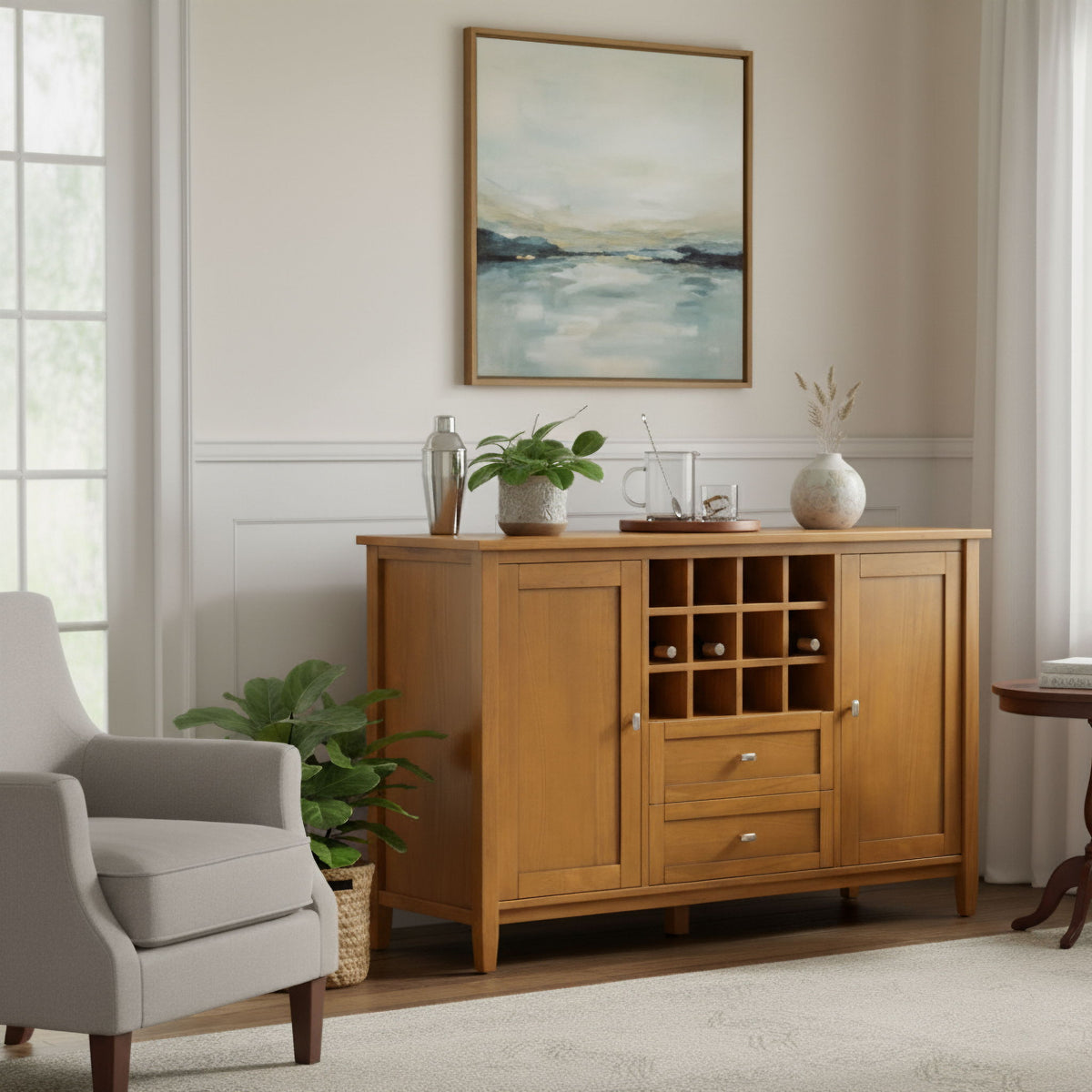 Warm Shaker - Storage Cabinet With Wine Rack - Brown