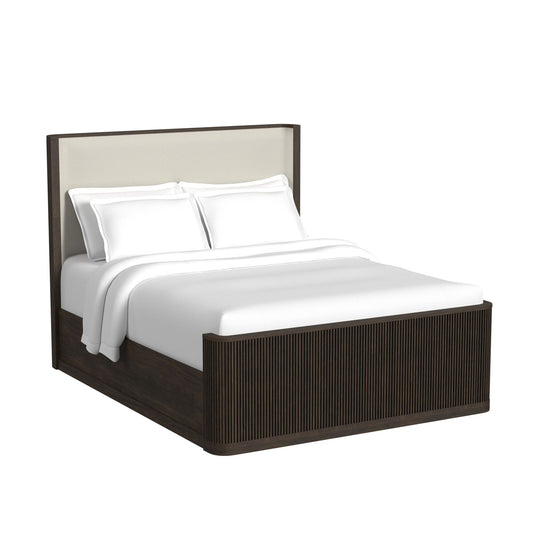 Sylvie - Queen Upholstered Headboard And Panel Footboard And Slats - Dark Brown