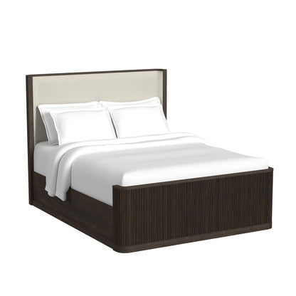 Sylvie - King Upholstered Headboard And Panel Footboard And Slats - Dark Brown