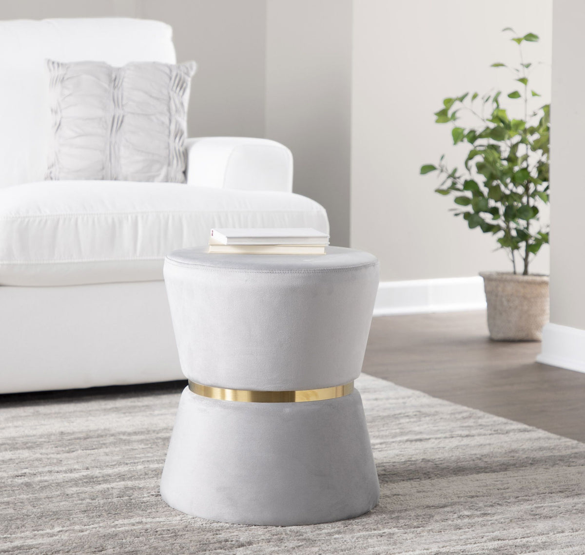 Gemma - Contemporary / Glam Ottoman - Silver