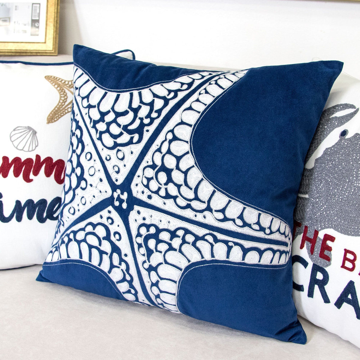 Seastar Starfish Pillow Cover - Indigo