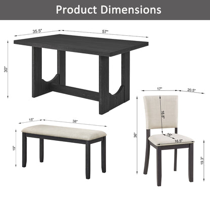 Dining Table Set, Rectangular Kitchen Table With Upholstered Chairs