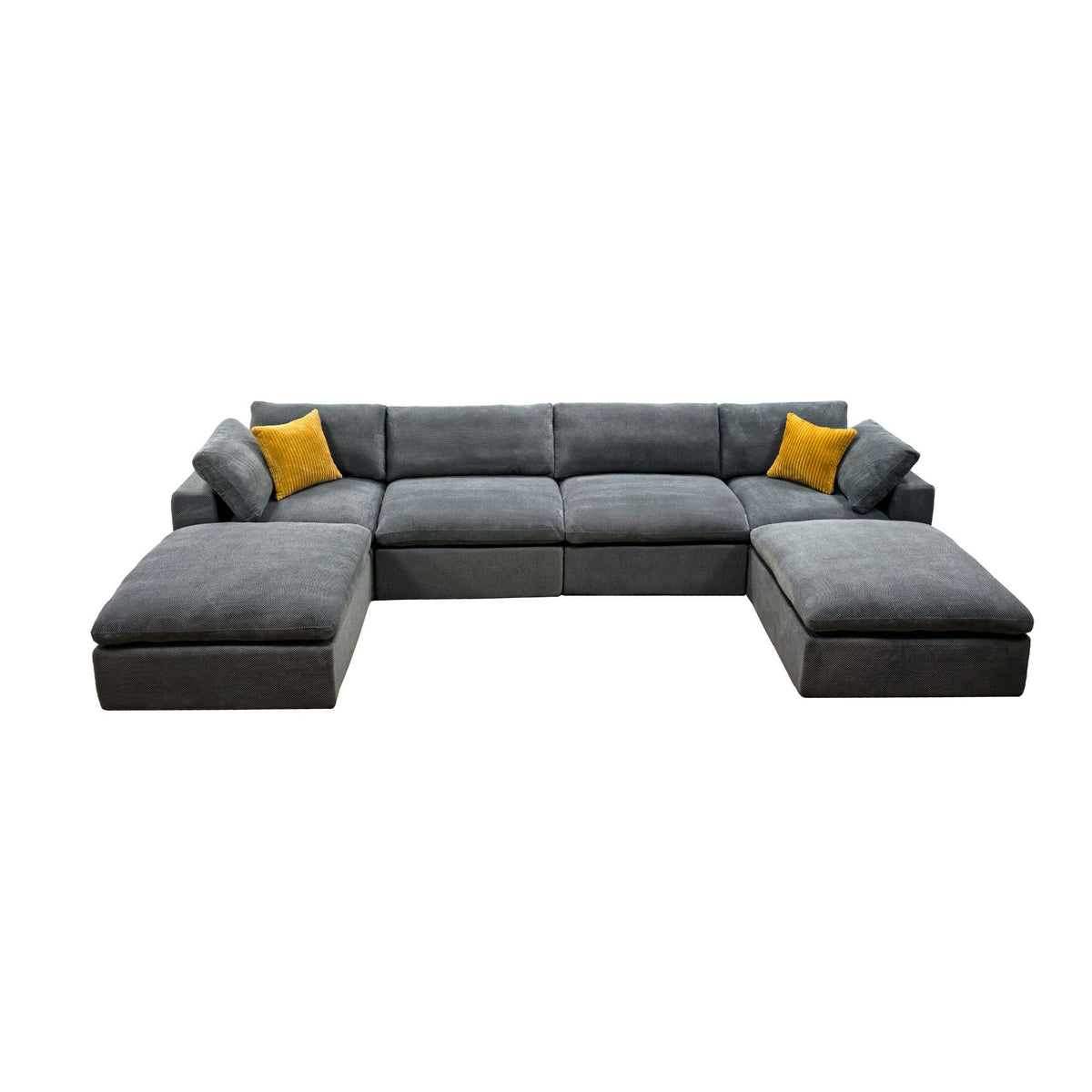 Upholstery Full Compressed Modular Sectional With Toss Pillows - Light Gray