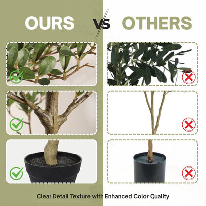 7Ft Artificial Olive Tree With Pot, Realistic Tall Fake Plant For Indoor Decoration - Green Leaves