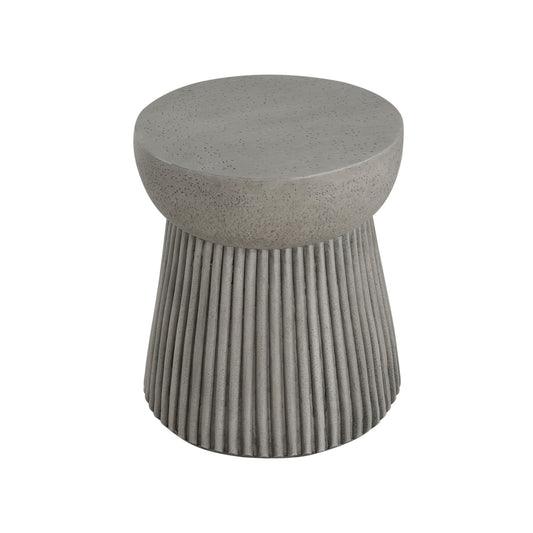 Modern Outdoor Lightweight Concrete Side Table With Hourglass Design - Light Gray