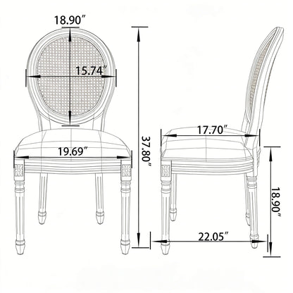 Dining Chairs, Upholstered With Round Back (Set of 2) - Gray