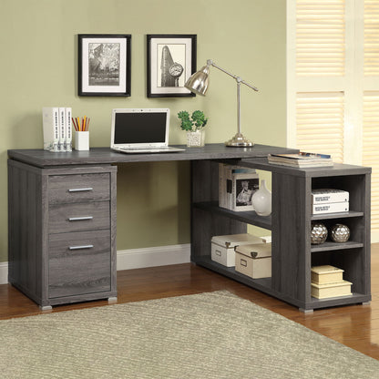 Tona - L-Shape Computer Desk With 3 Drawers And 5 Shelves