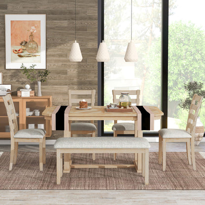 6 Piece Dining Table Set With Ergonomic Seating