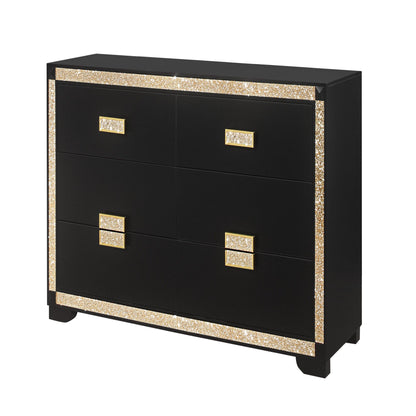 Lively - Dresser With Glitter Detail And Thick Bar Handle Hardware - Black