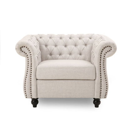 Nexuson - Upholstered Chesterfield Chair With Deep Tufted And Nailhead Trim