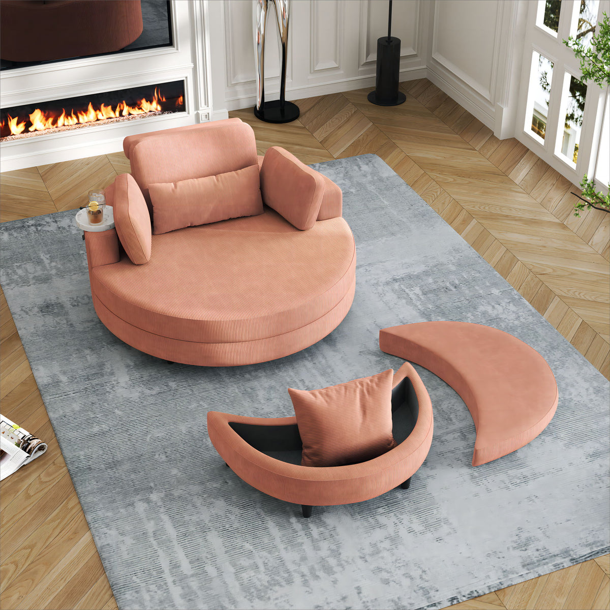 Sofa With Two Throw Pillows And A Waist Pillow With An Extra Tray For Comfortable Seating In Small Apartment Bedrooms