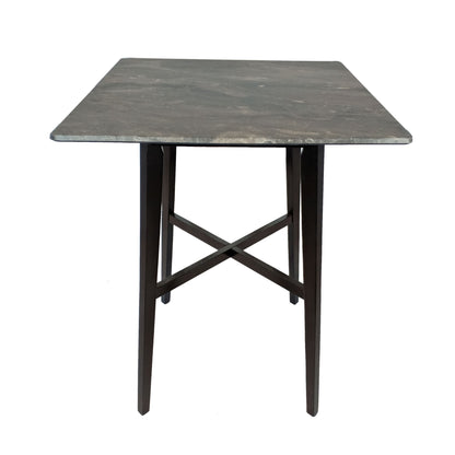 Modern Bar Height Dining Table, Rubberwood Legs And Laminate Table Top, Paladina Marble - Gray / Black