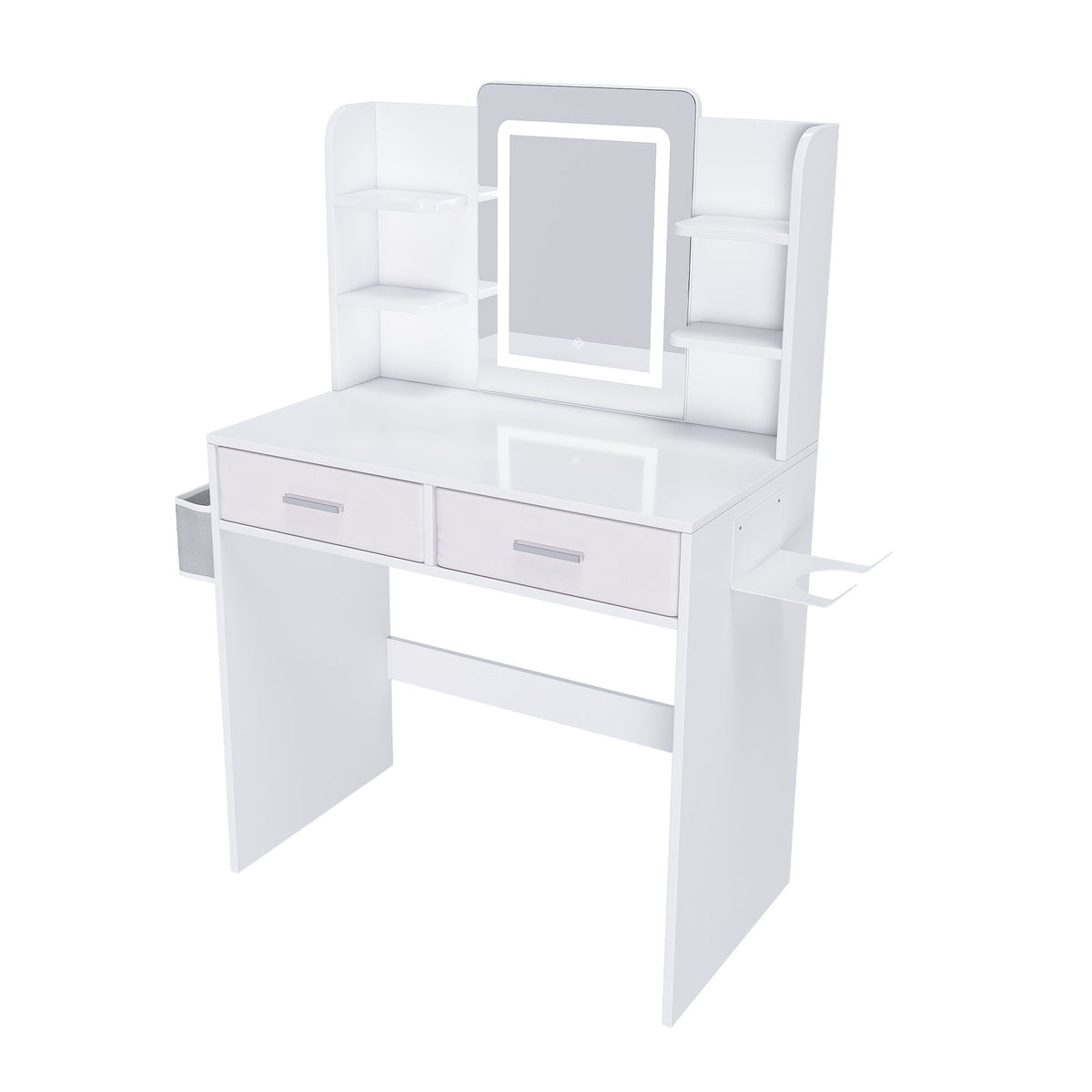 Elegant LED Mirror Vanity Dressing Table With Adjustable Lights, Drawers & Storage - White