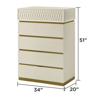 Stanley - 5 Drawer Chest With Crocodile Texture - Gray