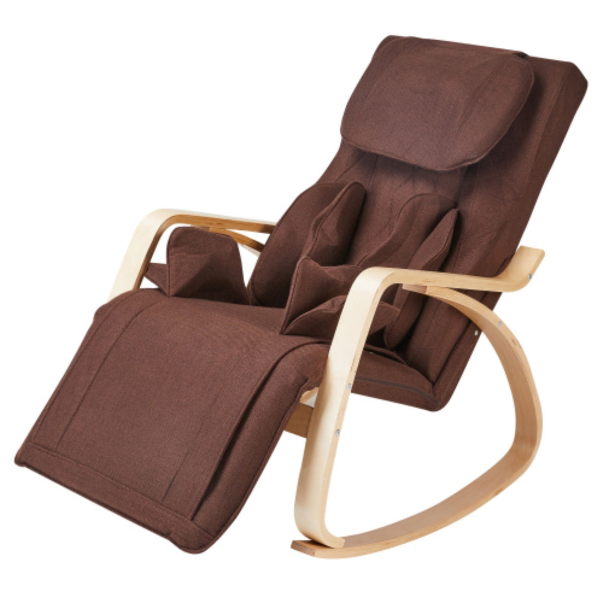Comfortable Relax Rocking Chair With Full Massage Function Cotton Fabric Air Pressure - Brown