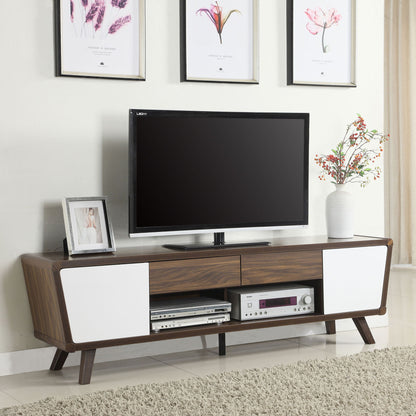 2 Door TV Console With Storage - Walnut